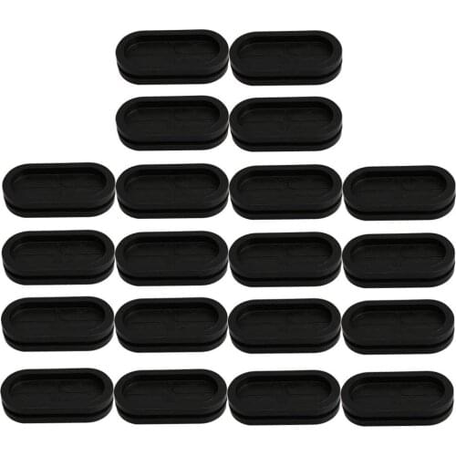 Groove Black Synthetic Rubber Oval Shape Double-Sided Wires Grommets Gaskets Protector Ring 20PCS