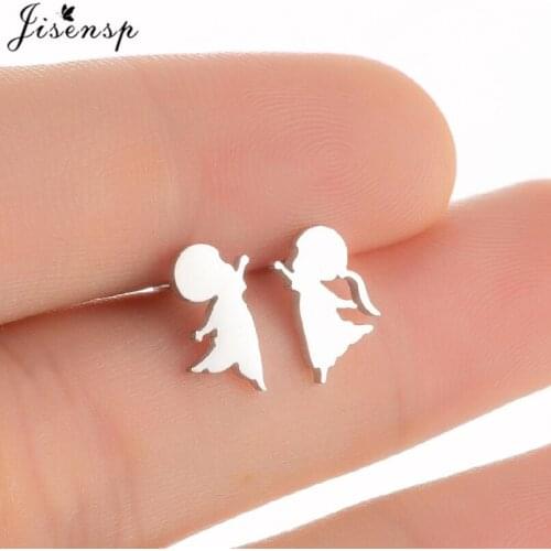 Romantic Human Shape Stainless Steel Earrings Cute Boy and Girls Family Jewelry Ear Studs Love my Son Daughter Best Gift for Mom