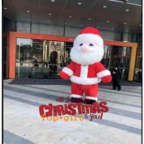 Xmas Inflatable Santa Claus Mascot Christmas Costume Saint Nick Plush Dress Oversized Suit Fursuit Carnival Halloween Ad Clothes