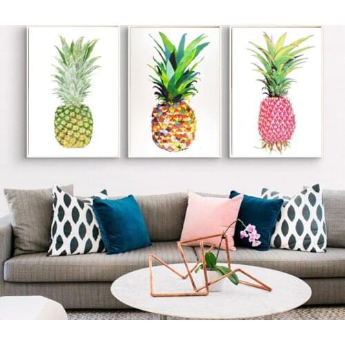 Nordic Fresh Cartoon Colorful Fruit Pineapple Canvas Painting Minimalist Style Home Room Decorative Wall Pictures Ananas Posters