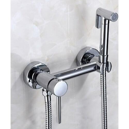Cold and Hot Bathroom Shower Toilet Jet Cleaner Portable Bidet Shower Spray Brass Wall Mount Faucet BD553