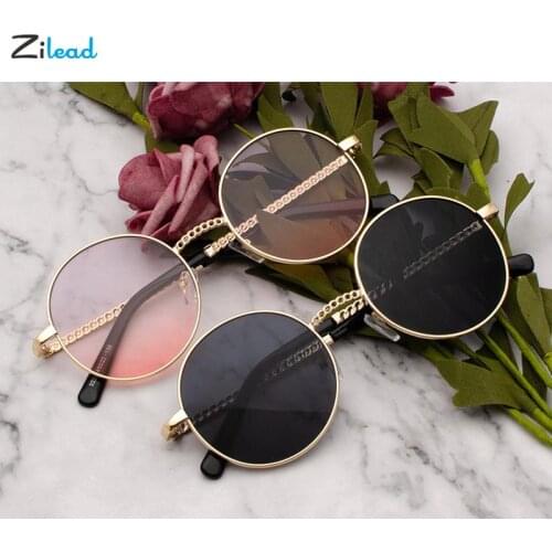 Zilead Fashion Clear Lens Metal Frame Sunglasses Retro Woman&Men Glasses Male Sun Glasses Round Gold UV400 Gafas de sol