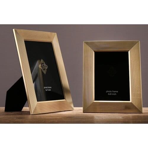 6/7/10 Inch High Grade Brass Metal Photo Frame Modern Simple Photo Frame Table Office Bedroom Decoration