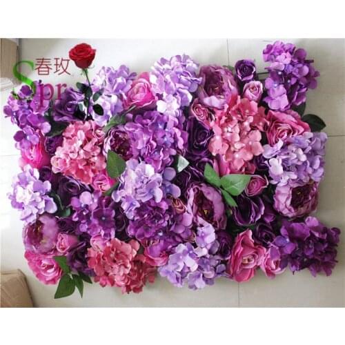 SPR purple style Free Shipping 10pcs/lot Artificial rose peony &hydrangea flower wall wedding backdrop arch table flowe