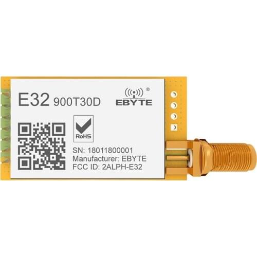 SX1276 LoRa Modulation 30dBm 868/915MHz Wireless Serial Port Transmitter 100mW CDEBYTE E32-900T30D SMA-K Antenna DIP 8km IoT