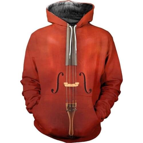 3D printing red cello art zipper Sweatshirt casual Street hip hop fashion Hoodie