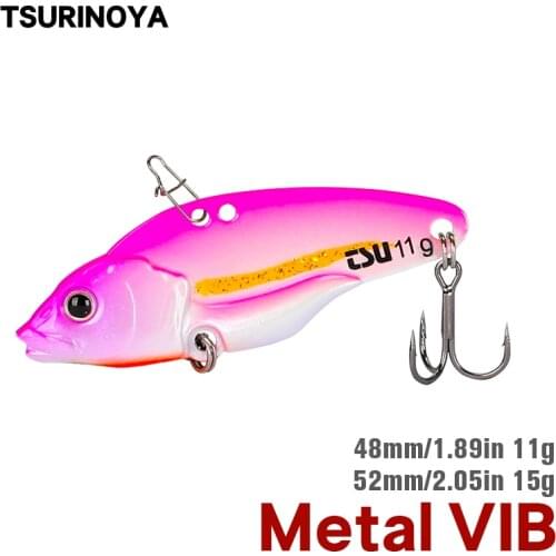 TSURINOYA VIB Fishing Lure ATTACK 48mm 52mm 11g 15g Metal Vibration Hard Bait High Quality Bass Pike Wobbler Winter Fishing Bait