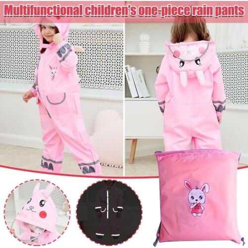 #VW Childrens Raincoats For Boys And Girls Baby One-Piece Raincoats Waterproof Sets Button Rabbit ears Hooded Set ropa niños