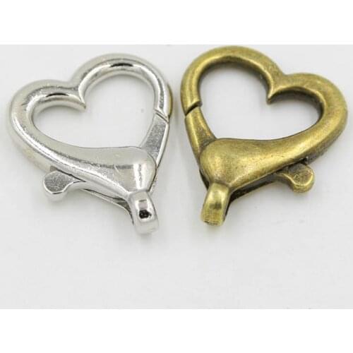 10pcs 22x27mm Big Heart Lobster Clasp Heart Shape Key Chain Hook For DIY Jewelry Making Necklace Bracelet Connectors Accessories