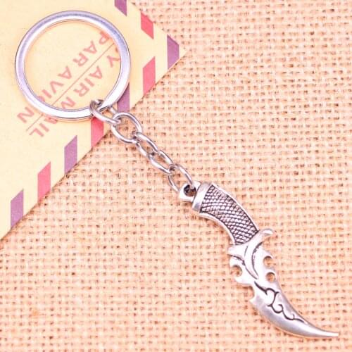 20pcs New Fashion Keychain 50*12 mm dagger Pendants DIY Men Jewelry Car Key Chain Ring Holder Souvenir For Gift