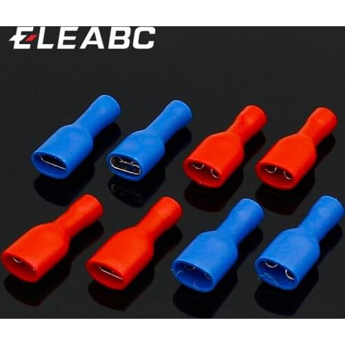 200pcs Fully Insulated Splice Wire Cable Connector 6.3mm Crimp Electrical Terminals 100 Red 100 Blue Kit Set