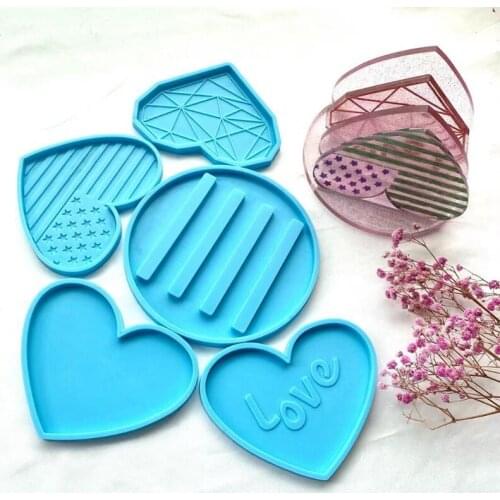 5Pcs/Set Coffee Tea Cup Stand Holder Epoxy Resin Mold Table Mug Mat Coaster Silicone Mould DIY Crafts Decoration Casting Tools