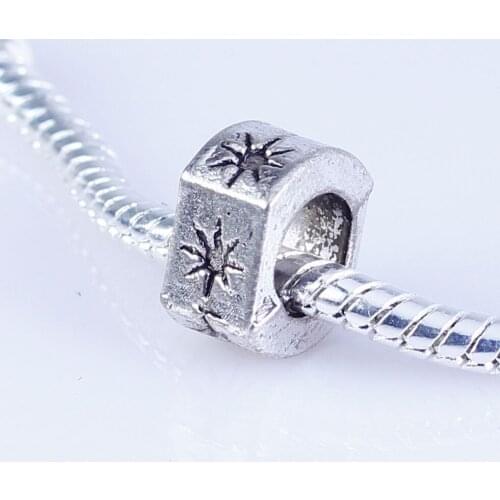 55pcs Tibetan Silver Metal DIY beads big hole round beads fit for style European Bracelets