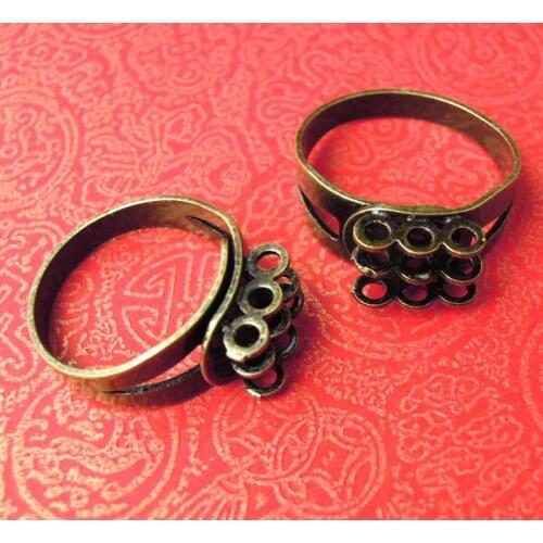 7x10mm Blank Ring Settings with 3 Strands Loops Cabochons Cameo Adjustable Rings Findings DIY Making Multi-color Plated Copper