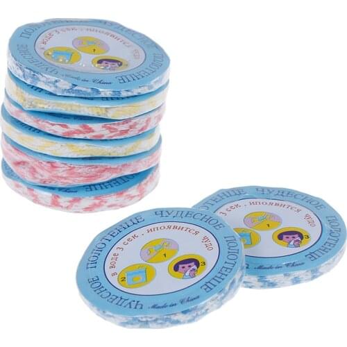 8Pcs Compressed Towel Magic Travel Wipe Soft Non-woven Expandable Just Add Water Outdoor Hiking Camping Accessories