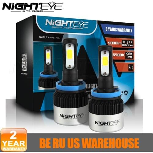 NIGHTEYE H11/H8/H9 Auto Lighting 6500K 72W 9000LM Play&Plug Car Led Headlight Driving IP68 Fog Lamp For Bridgelux COB LED Chips