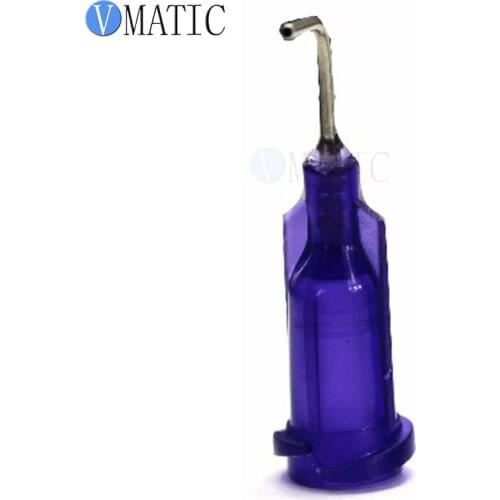 Free Shipping 100Pcs 21G Purple Color 0.5'' Tube Length 90 Degree Bent Glue Dispensing Needle Tips 1/2 Inch