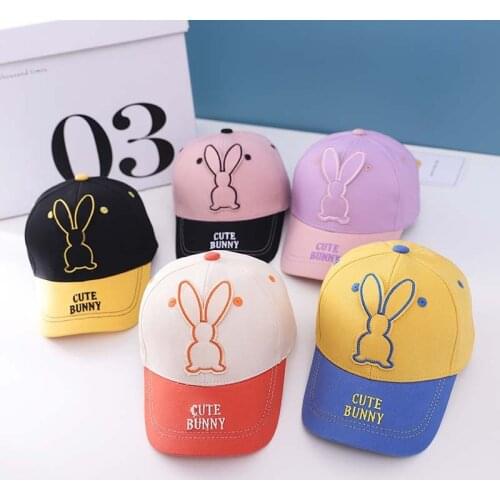 Ncmama Cute Cartoon Rabbit Embroidery Baseball Caps Spring Summer New Baseball Cap Children Boys And Girls Bunny Hat Baby