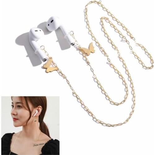 Bluetooth Headset Anti-lost necklace for Airpods Wireless Headset Earring Star butterfly Long necklace