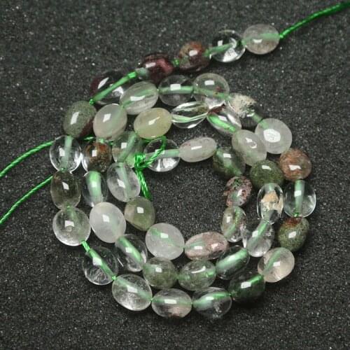 6x8mm Natural Freeform Potato Green & Clear Ghost Quartzs Beads For Jewelry Making Beads Bracelets 15'' Needlework DIY Beads