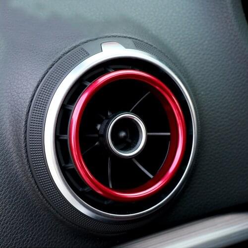 Center Console Air Conditioner Outlet Frame Cover Trim For Audi A3 8V 2013-2019 Interior Red Blue Silver Air Vents Circle Decals