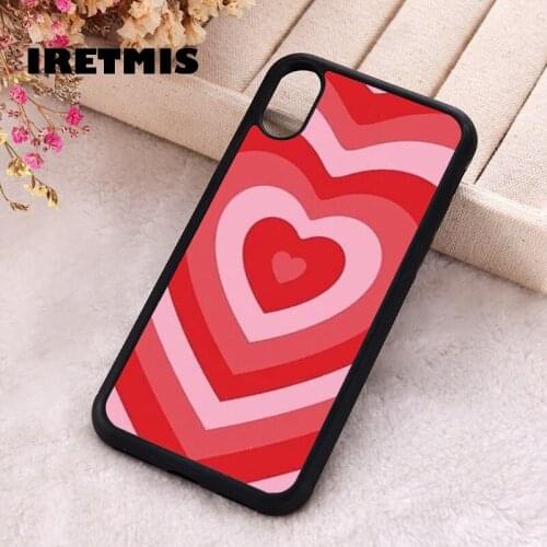 Iretmis 5 5S SE 2020 Phone Cover Cases for iPhone 6 6S 7 8 Plus X Xs Max XR 11 12 MINI Pro Rubber Silicone Cherry Sweet Heart