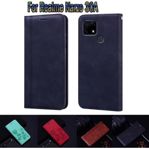 Wallet Case For Realme Narzo 30A RMX3171 Cover Leather Book Funda For Narzo 30A Case Flip Phone Protective Shell Etui Coque Bag