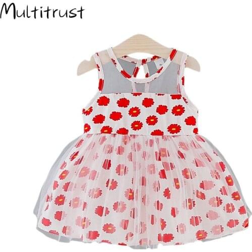 Flower Baby Girls Sleeveless Tulle Dress Fashion Summer Kids Girl Clothes Bowknot Princess Dresses Baby Girls Dress Casual Wear