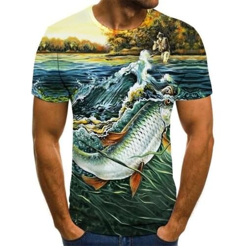 New summer 3D printed fish pattern men and women casual T-shirt Fashion trend youth cool mens 2021 Hip hop short sleeve