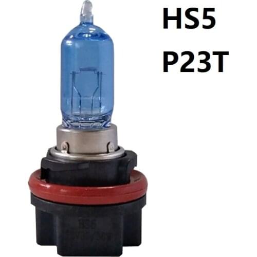1pcs Motorcycle HS5 Halogen Light Bulb 12V P23T Blue Painting White Emitting Stainless Steel Material Headlamp Xenon Light Bulb