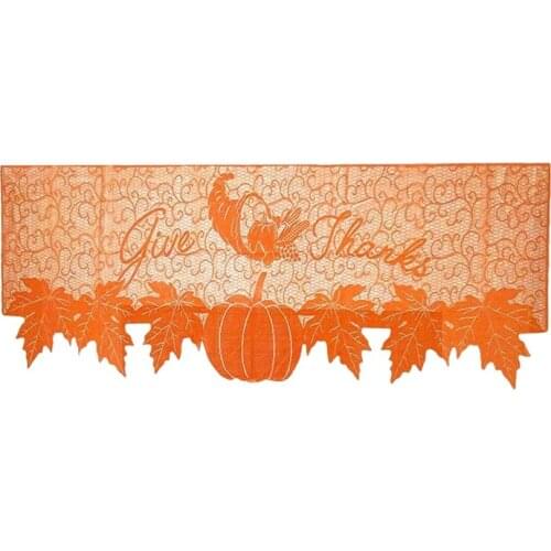 Thanksgiving Halloween Maple Leaves Fireplace Scarf for Thanksgiving Door Decorations Autumn Table Cover-20 x 60 Inch