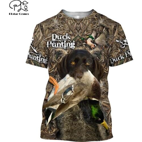 PLstar Cosmos Camo Animal Hunter Dog Pheasant Duck Hunting Tattoo Men/Women NewFashion 3DPrint Summer T-Shirt Short Sleeves A4