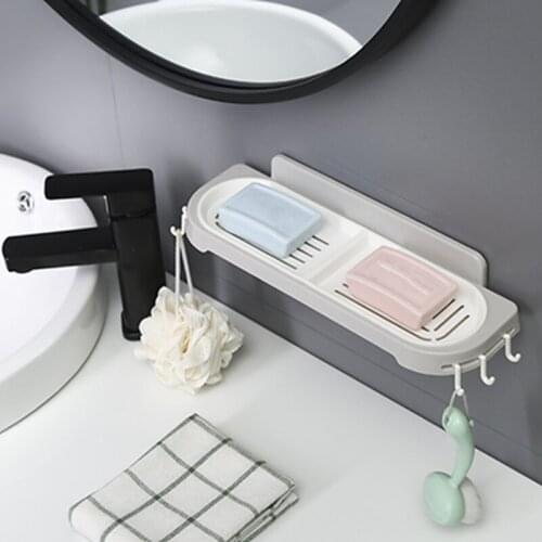Punch Free Soap Box Wall Mount Soap Box Drain Creative Storage Shelf Organizer Shelf Bathroom Bathroom Rack