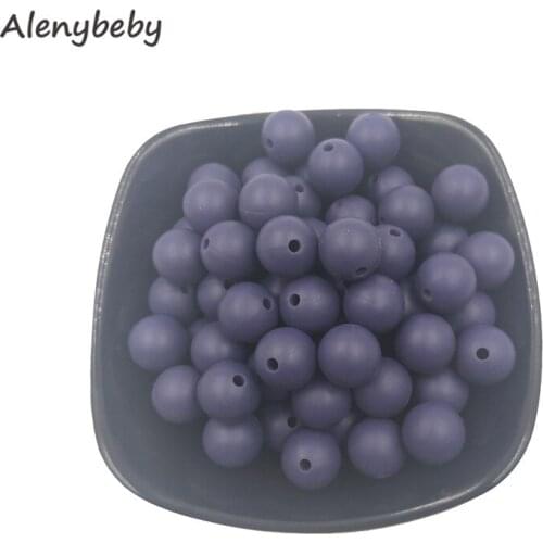 Twilight purple Color Food Grade Silicone Round Bead 12/15mm Baby Teether Necklace DIY Pacifier Chain Care Baby Teether Product