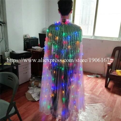Fashion Flashing LED ISIS Wings Light-up Luminous Colorful Belly Dance Costumes Cloak Suits For DJ Dancing Stage Wear