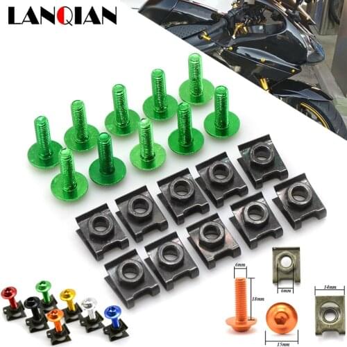 Motorcycle Fairing Screws Fastener Clips Body Spring Nut Bolts Kit For Kawasaki ZX11 ZX7R ZX7RR ZX9 ZZR1200 ER5 GPZ500S EX500R