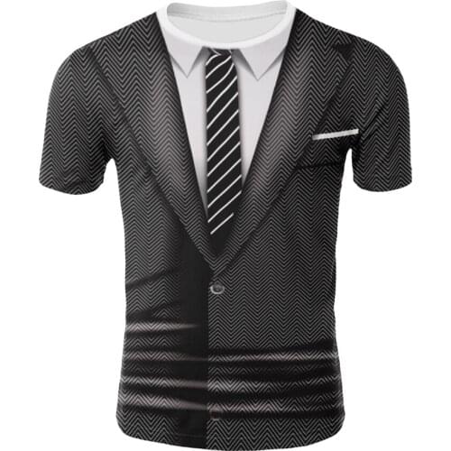 2021 New Suit Fake Two-Piece T-Shirt Breathable crew neck Mens Summer 3D Printing Casual 3D T-Shirt Tops 130-6XL
