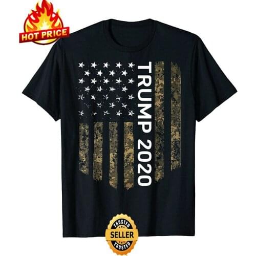 Men t-shirt Patriotic American Flag Camo Trump 2020 Republican Election Shirt