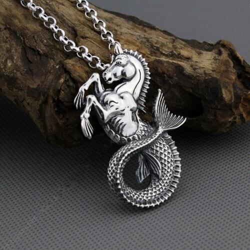 BOCAI New Real 100% s925 sterling silver pendant vintage horsehead mertail Man pendant Pisces mascot Valentines Day gift