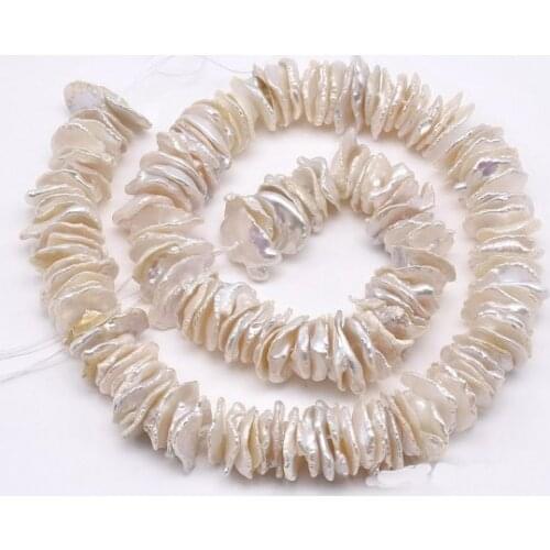 New Arriver Pearl Jewellery,14-16mm Keshi Natural White Center-Drilled Keshi Real Freshwater Cultured Pearl Loose Beads