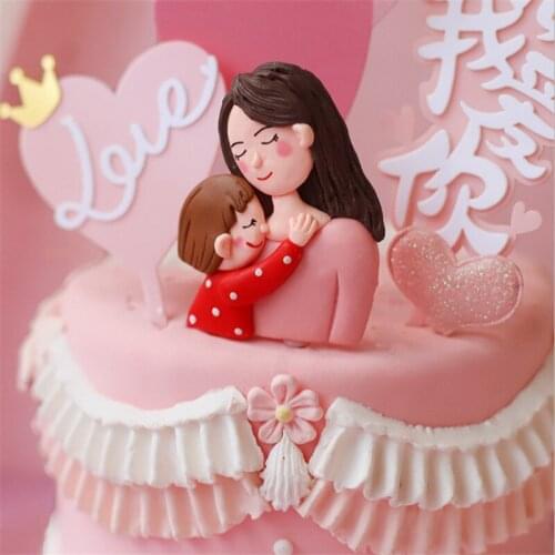 New 1pcs Baking Cake Decoration Mothers Day Fathers Day Baby Resin Cake Topper DIY Mother Father Birthday Party Decorations