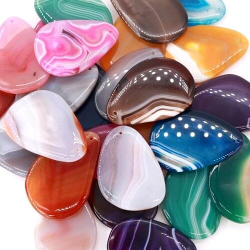 Wholesale 10pcs/lot Semi-Precious Stones Bead 55x38x5mm Oval Shape Natural Popular Jewelry Multi Color Making DIY Necklace Beads