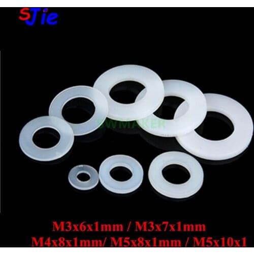 SWMAER 50pcs Nylon Shim Plastic washer 10x5x1mm 5x8x1mm M3 M4 M5 for OpenBuilds OX CNC mini Wheel Kit 3D printer v-wheel parts