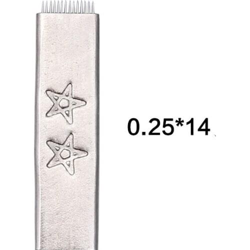 50pcs Flat 14 pins needles for Permanent Makeup Manual pen use for fog eyebrow tattoo Double star 14 blade