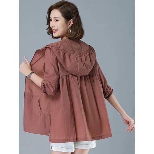 Plus Size Sun-Proof Clothing Women UV Protection Breathable Jacket Summer Ultra-Thin Casual Loose Sunscreen Jacket Female Tops