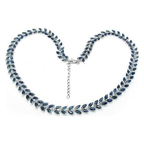 Natural real sapphire luxury necklace Free shipping 925 sterling silver Fine jewelry 0.13ct*146pcs gemstone B211172