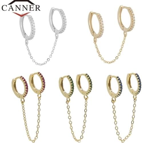 Charming Trendy Gold Silver Chain Tassel Earrings 1 pcs 925 Sterling Silver Round Hoop Earrings for Women Fashion Earrings 2019