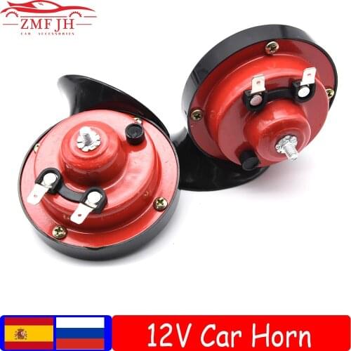 RU Shipping Red Car Horn Universal 120DB Snail Horn Siren 12V Dual Tone Car Electric Loud Air Horn Sound Signal Speakers