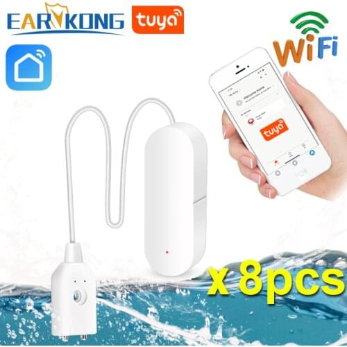 EARYKONG WiFi Smart Water Leakage Sensor Overflow Flood Leakage Alerts Compatible With Tuyasmart Smart Life APP Remote Monitor