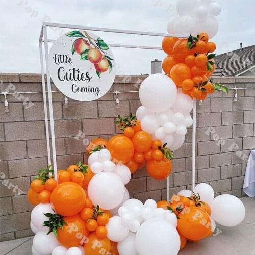 Balloons Garland Orange Baby Shower Balloon Arch Kit 136pcs "Little Cuties" White Globos Celebration Birthday Party Supplies